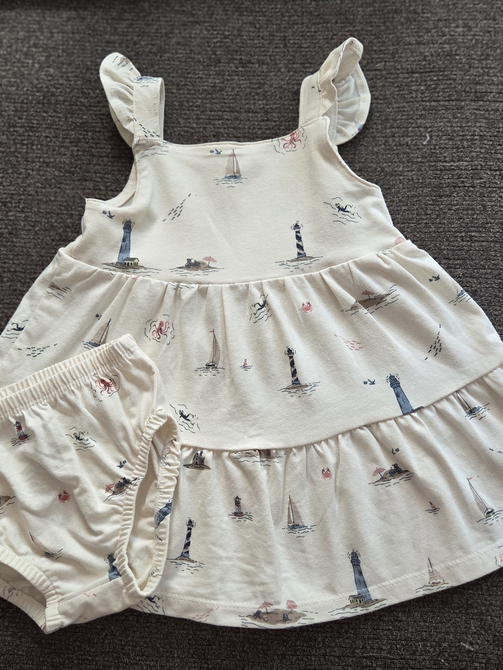 Carter's Little Planet Organic Cream Baby Sundress with Navy Print